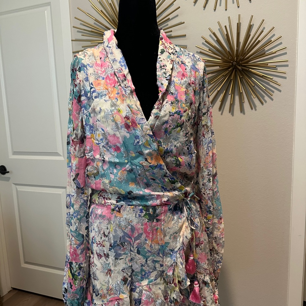Floral Wrap Dress with Long Sleeves